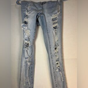 Bamboo Ripped Skinny Jeans – Size 7 Distressed Denim for Everyday Style